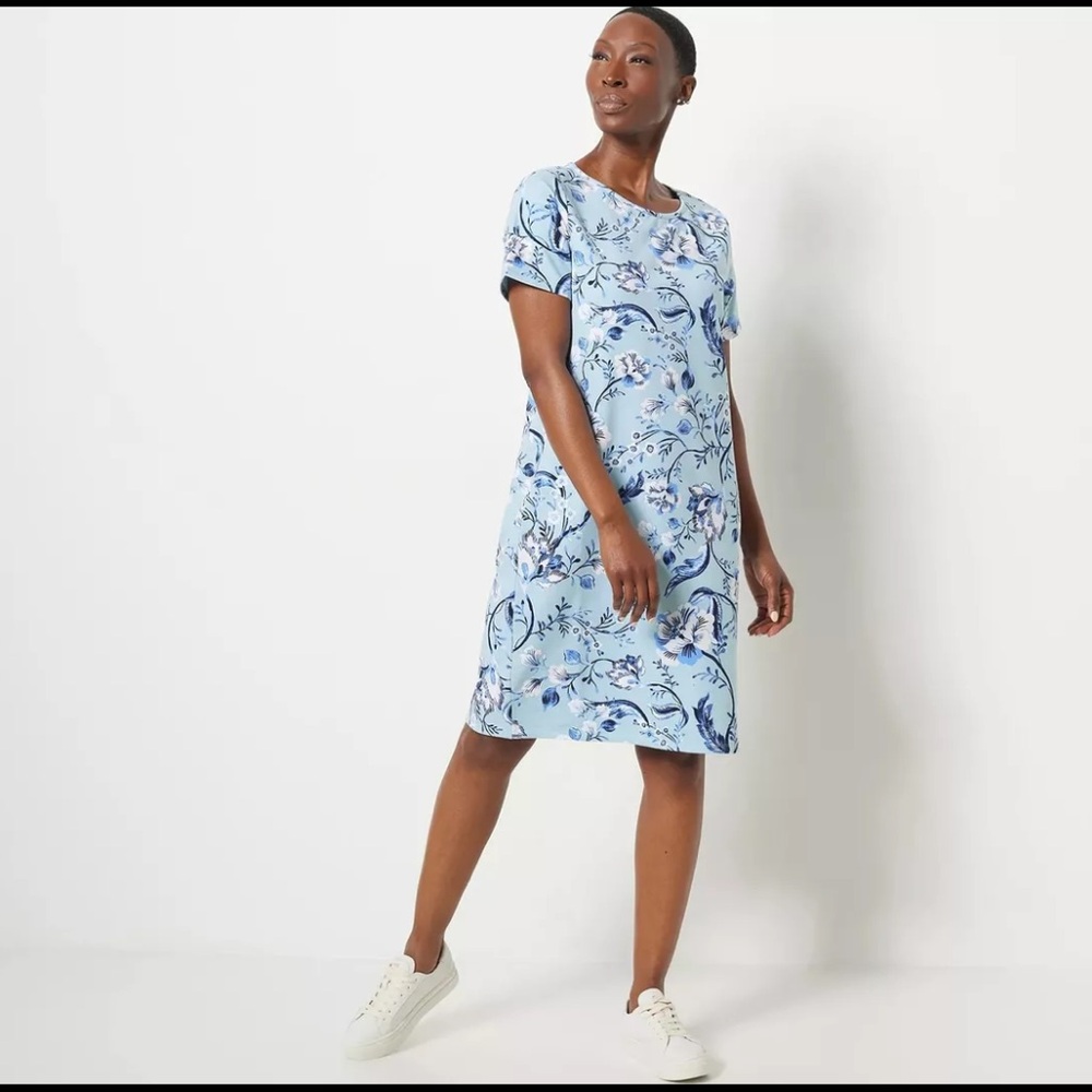 J Jason Wu Women's Blue Floral T-shirt Dress - size S